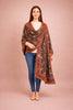 Sanskriti Vintage Dupatta Stole Pure Silk Brown Double Ikat Handwoven Pochampally