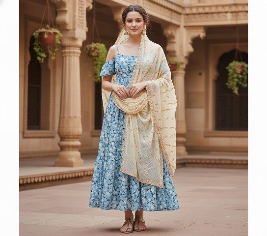 Sanskriti Vintage Green Georgette Dupatta Long Stole Hand Beaded Zari Neck Scarf