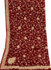 Sanskriti Vintage Dupatta Stole Red Pure Chiffon Net Hand Beaded Neck/Head Veil