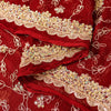 Sanskriti Vintage Dupatta Stole Red Pure Chiffon Net Hand Beaded Neck/Head Veil