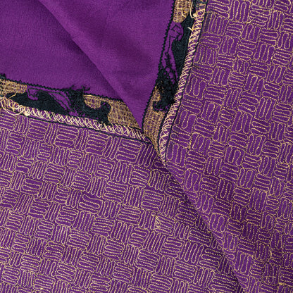 Sanskriti Vintage PurplePure Silk Dupatta Long Stole Hand Beaded Patch Work Veil