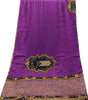 Sanskriti Vintage PurplePure Silk Dupatta Long Stole Hand Beaded Patch Work Veil