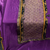 Sanskriti Vintage PurplePure Silk Dupatta Long Stole Hand Beaded Patch Work Veil