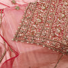 Sanskriti Vintage Red Net Dupatta Long Stole Hand Beaded Zardozi Bridal Scarves
