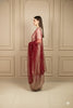 Sanskriti Vintage Red Net Dupatta Long Stole Hand Beaded Zardozi Bridal Scarves