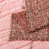Sanskriti Vintage Red Net Dupatta Long Stole Hand Beaded Zardozi Bridal Scarves