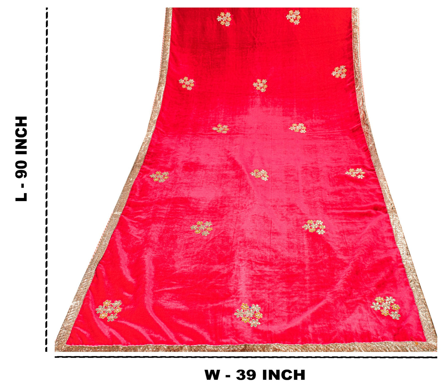 Sanskriti Vintage Pink Velvet Dupatta Long Stole Hand Embroidery Gota Patti Veil