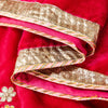 Sanskriti Vintage Pink Velvet Dupatta Long Stole Hand Embroidery Gota Patti Veil