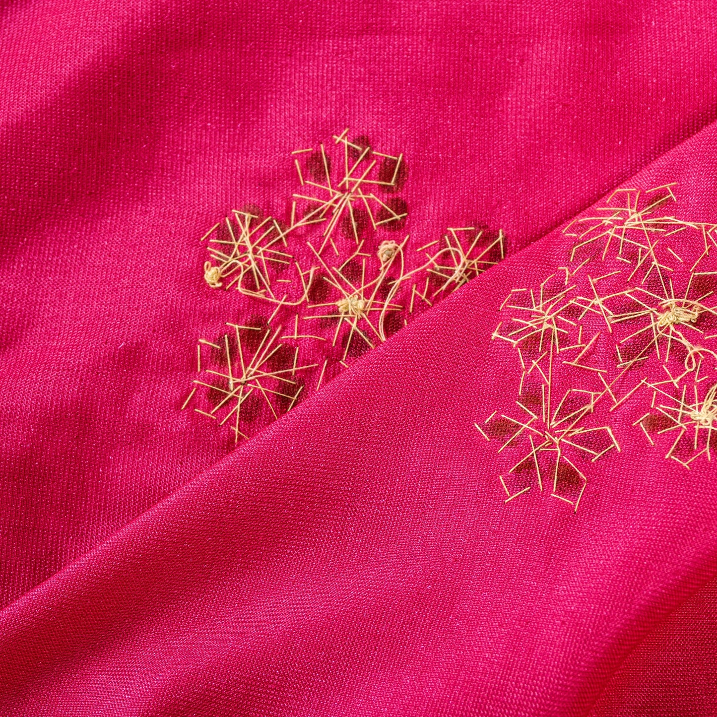 Sanskriti Vintage Pink Velvet Dupatta Long Stole Hand Embroidery Gota Patti Veil