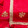Sanskriti Vintage Pink Velvet Dupatta Long Stole Hand Embroidery Gota Patti Veil