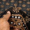 Sanskriti Vintage Black Pure Georgette Silk Dupatta Long Stole Hand Beaded Scarf