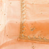 Sanskriti Vintage Peach Art Silk Dupatta Long Stole Hand Beaded Zardozi Scarves
