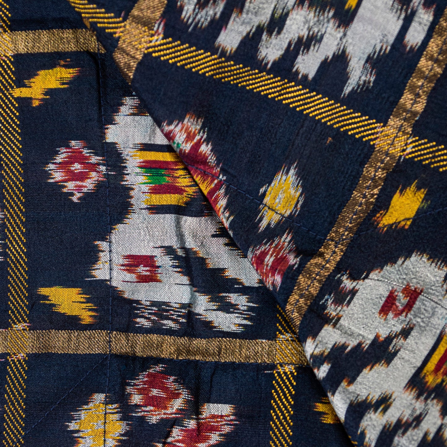 Sanskriti Vintage Blue Pure Silk Dupatta Long Stole Patan Patola Hand Ikat Woven Cultural Wrap Veil Geometric Pattern From Gujrat of India