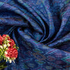 Sanskriti Vintage Blue Pure Silk Dupatta Long Stole Patan Patola Ikat Hand Woven