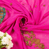 Sanskriti Vintage Pink Pure Georgette Silk Dupatta Long Stole Hand Beaded Scarf
