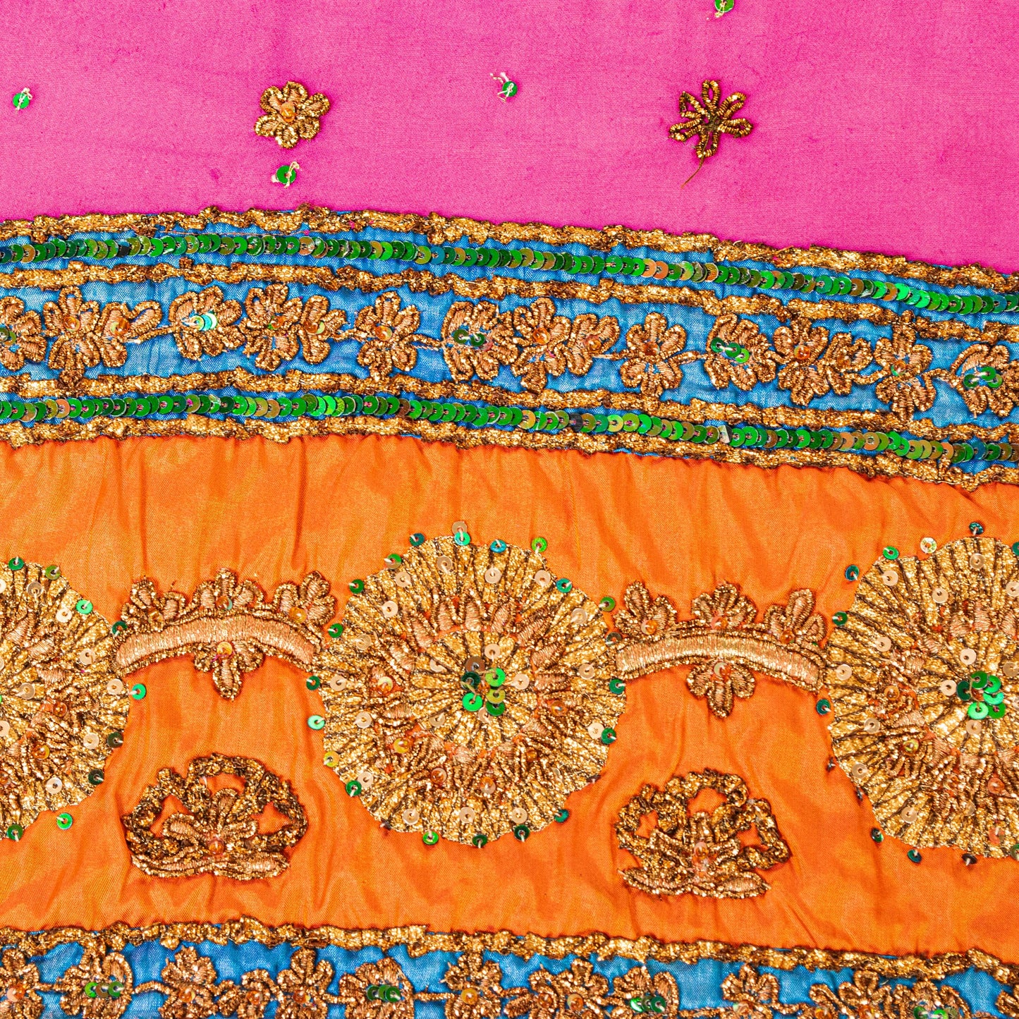 Sanskriti Vintage Pink Pure Georgette Silk Dupatta Long Stole Hand Beaded Scarf