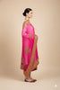 Sanskriti Vintage Pink Pure Georgette Silk Dupatta Long Stole Hand Beaded Scarf