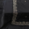 Sanskriti Vintage Black Pure Silk Dupatta Long Stole Hand Beaded Zardozi Scarves