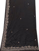 Sanskriti Vintage Black Pure Silk Dupatta Long Stole Hand Beaded Zardozi Scarves