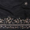 Sanskriti Vintage Black Pure Silk Dupatta Long Stole Hand Beaded Zardozi Scarves