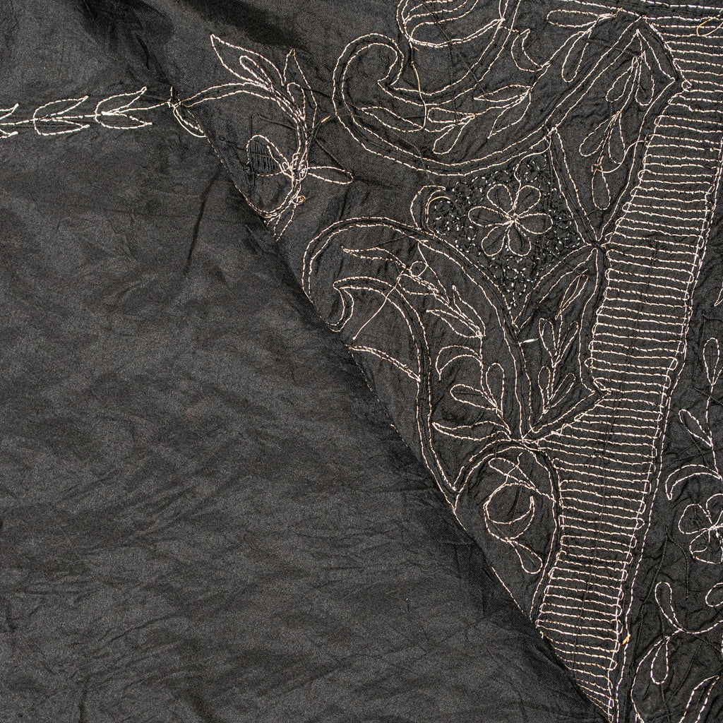 Sanskriti Vintage Black Pure Silk Dupatta Long Stole Hand Embroidered Zardozi