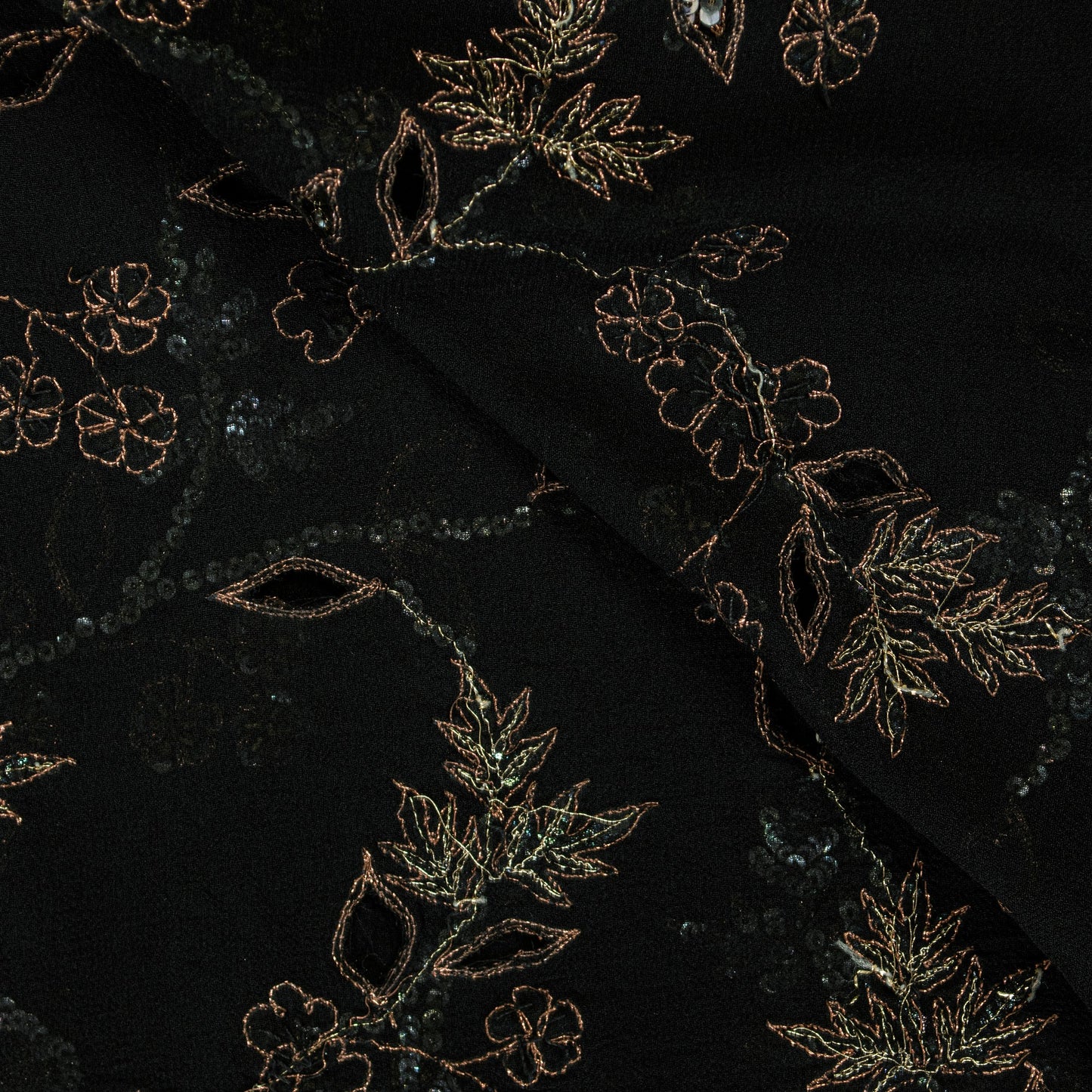 Sanskriti Vintage Black Pure Georgette Silk Dupatta Long Stole Hand Beaded Scarf