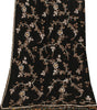 Sanskriti Vintage Black Pure Georgette Silk Dupatta Long Stole Hand Beaded Scarf