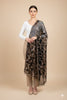 Sanskriti Vintage Black Pure Georgette Silk Dupatta Long Stole Hand Beaded Scarf