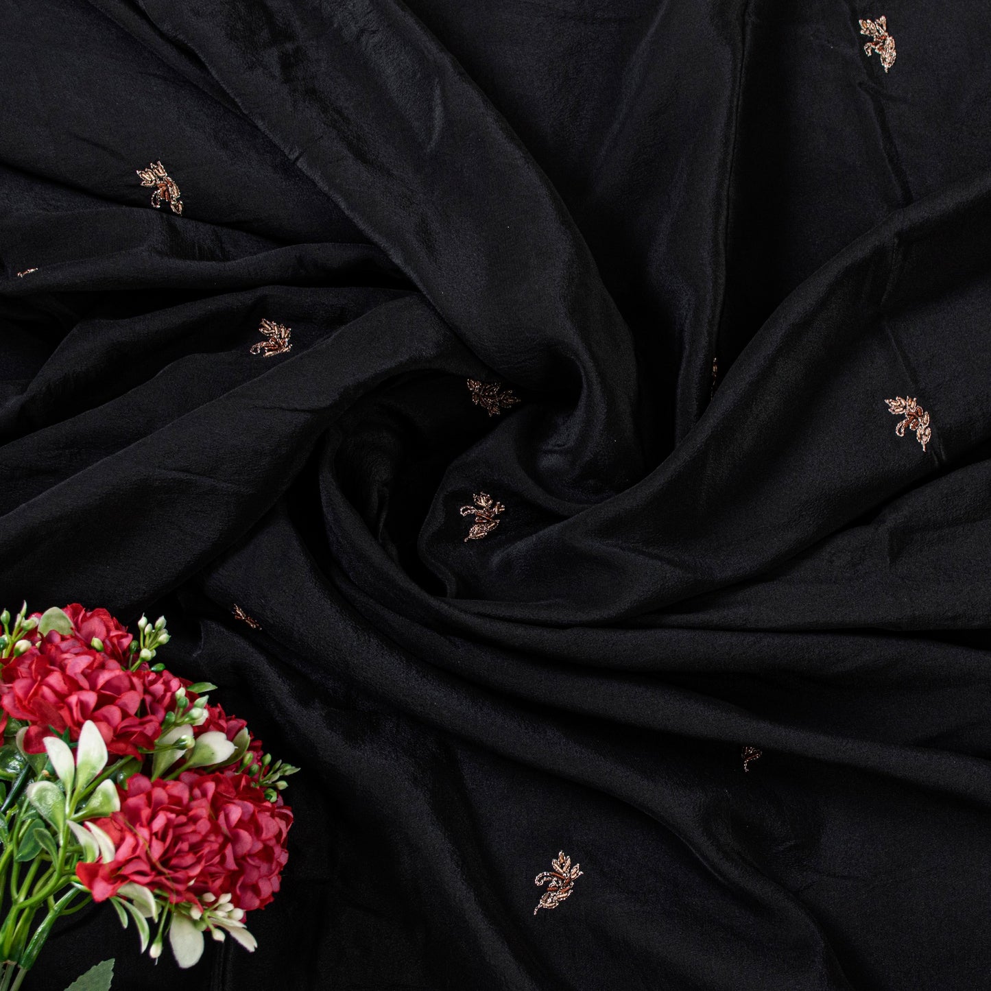 Sanskriti Vintage Black Pure Silk Dupatta Long Stole Hand Beaded Zardozi Crafting, Upcycling, Recycling, Dress Making,Home Decor,