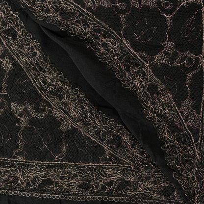 Sanskriti Vintage Black Pure Silk Dupatta Long Stole Hand Beaded Zardozi Crafting, Upcycling, Recycling, Dress Making,Home Decor,
