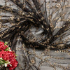 Sanskriti Vintage Black Net Stole Dupatta Long Hand Beaded Zari Wedding Scarves