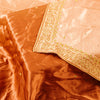 Sanskriti Vintage Peach Pure Satin Dupatta Long Stole Hand Embroidered Zardozi