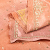 Sanskriti Vintage Peach Art Silk Dupatta Long Stole Hand Beaded Zardozi Scarves