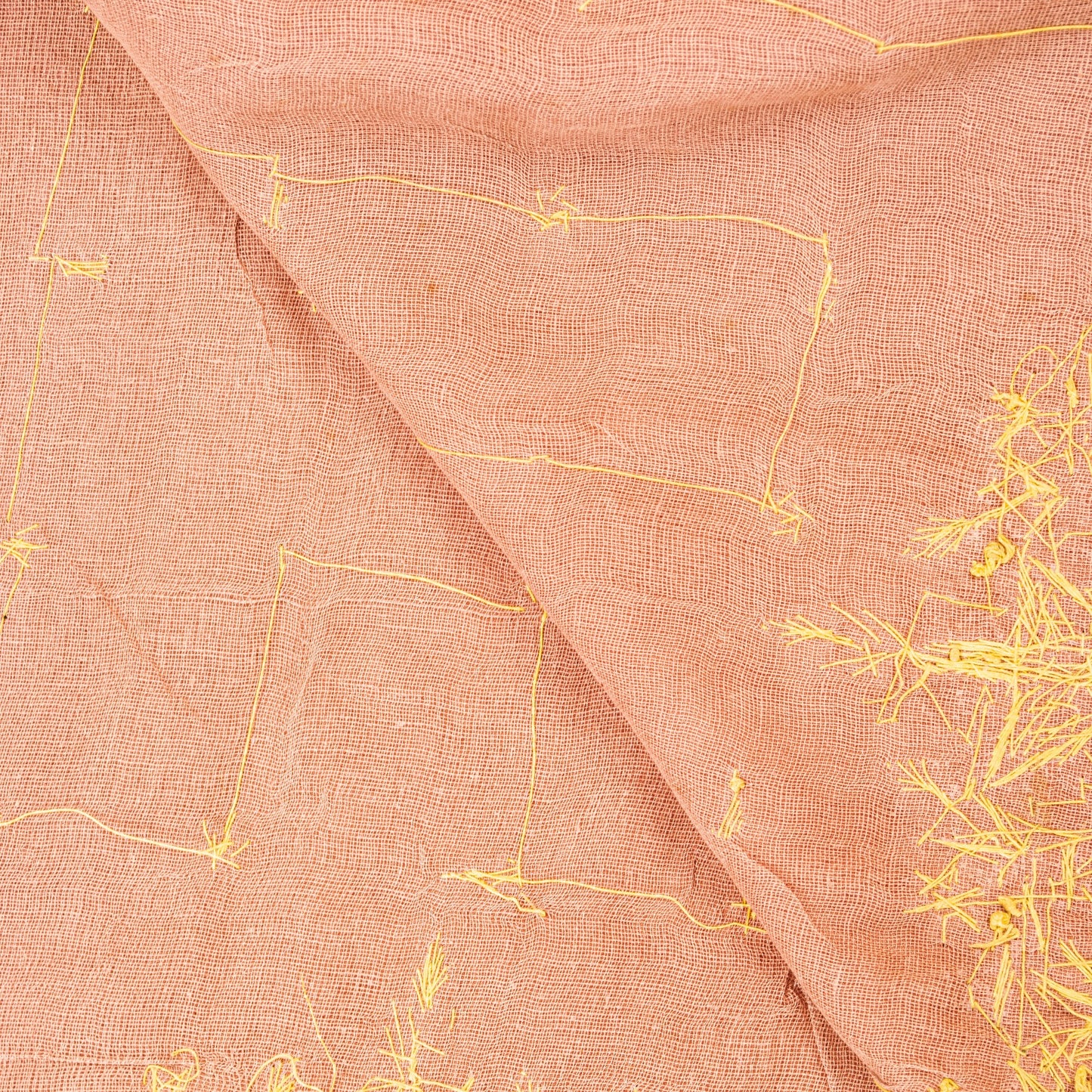 Sanskriti Vintage Peach Art Silk Dupatta Long Stole Hand Beaded Zardozi Scarves Create Dresses, Kaftan, Skirt, Tops, Projects, Decor,