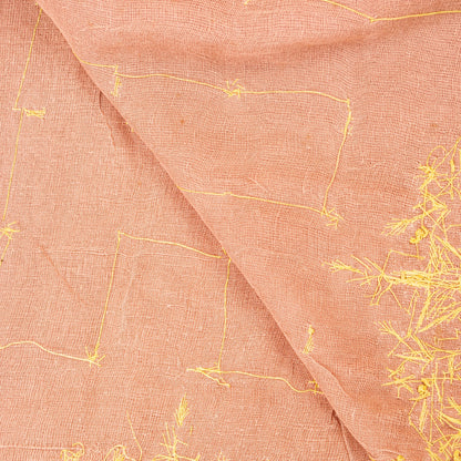 Sanskriti Vintage Peach Art Silk Dupatta Long Stole Hand Beaded Zardozi Scarves Create Dresses, Kaftan, Skirt, Tops, Projects, Decor,