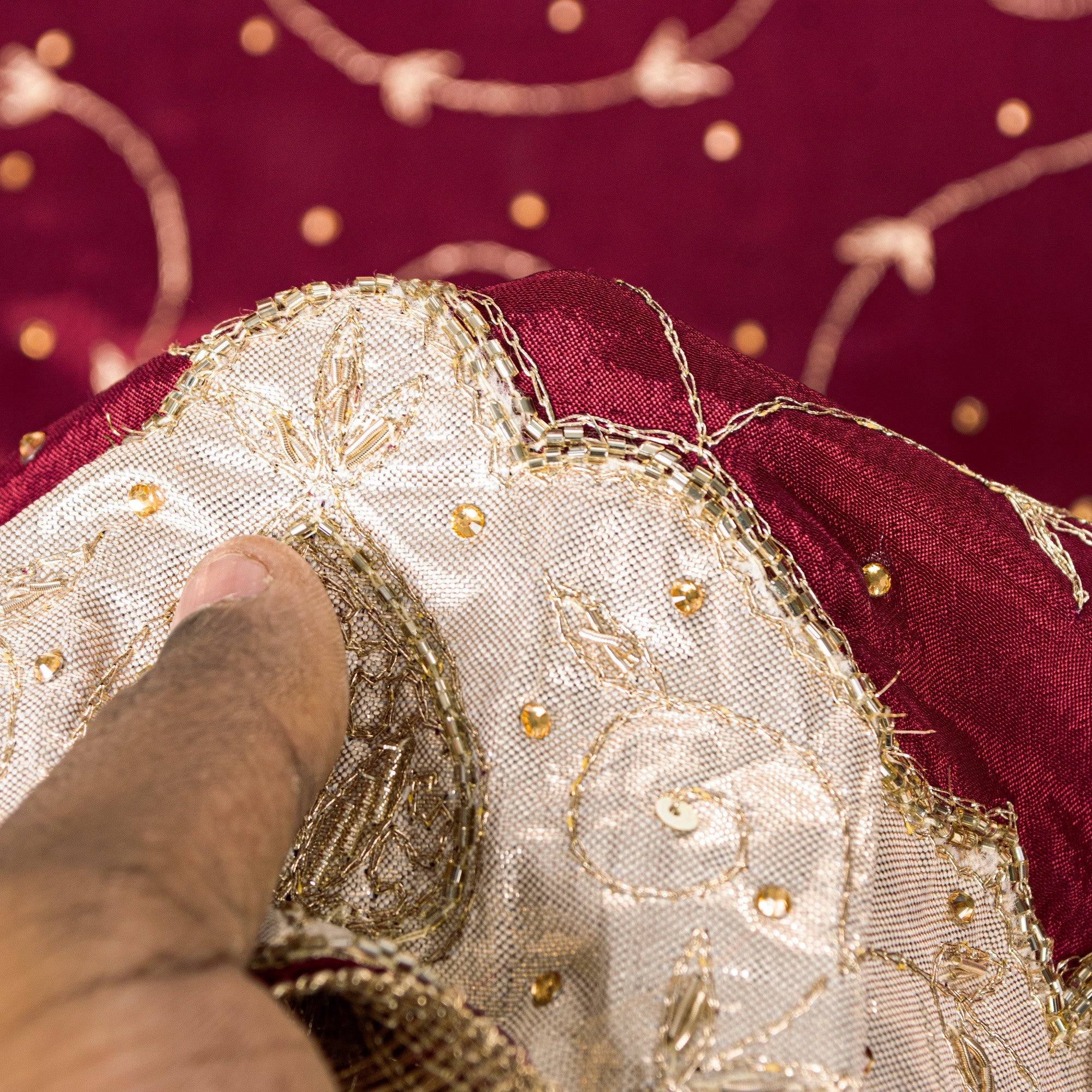 Sanskriti Vintage Red Pure Silk Dupatta Long Stole Hand Embroidered Zari Scarf