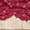 Sanskriti Vintage Red Pure Silk Dupatta Long Stole Hand Embroidered Zari Scarf