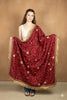 Sanskriti Vintage Red Pure Silk Dupatta Long Stole Hand Embroidered Zari Scarf