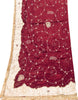 Sanskriti Vintage Red Pure Silk Dupatta Long Stole Hand Embroidered Zari Scarf
