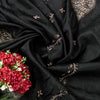 Sanskriti Vintage Black Pure Silk Dupatta Long Stole Hand Embroidered Zardozi