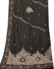 Sanskriti Vintage Black Pure Silk Dupatta Long Stole Hand Embroidered Zardozi