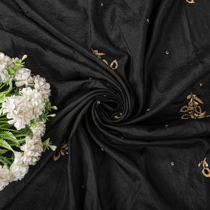 Sanskriti Vintage Dupatta/Stole Black Pure Silk Hand Embroidered Zardozi Veil