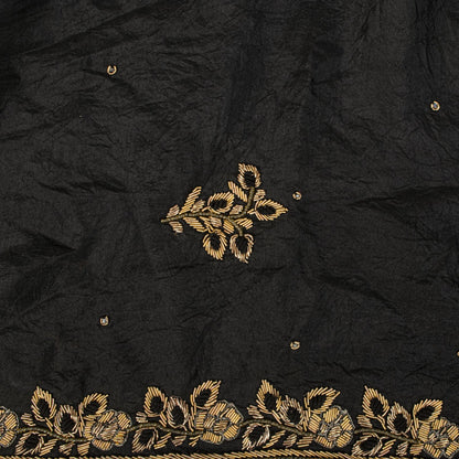Sanskriti Vintage Dupatta/Stole Black Pure Silk Hand Embroidered Zardozi Veil