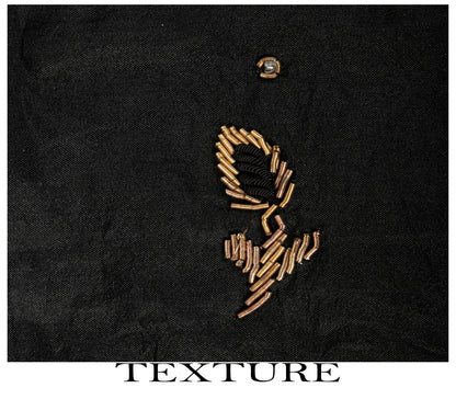 Sanskriti Vintage Dupatta/Stole Black Pure Silk Hand Embroidered Zardozi Veil