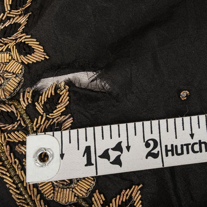 Sanskriti Vintage Dupatta/Stole Black Pure Silk Hand Embroidered Zardozi Veil