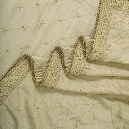 Sanskriti Vintage Cream Blend Cotton Dupatta/Stole Embroidered Traditional Veil