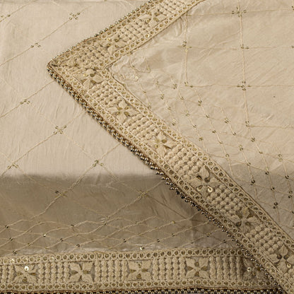 Sanskriti Vintage Cream Blend Cotton Dupatta/Stole Embroidered Traditional Veil