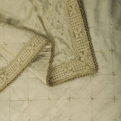 Sanskriti Vintage Cream Blend Cotton Dupatta/Stole Embroidered Traditional Veil