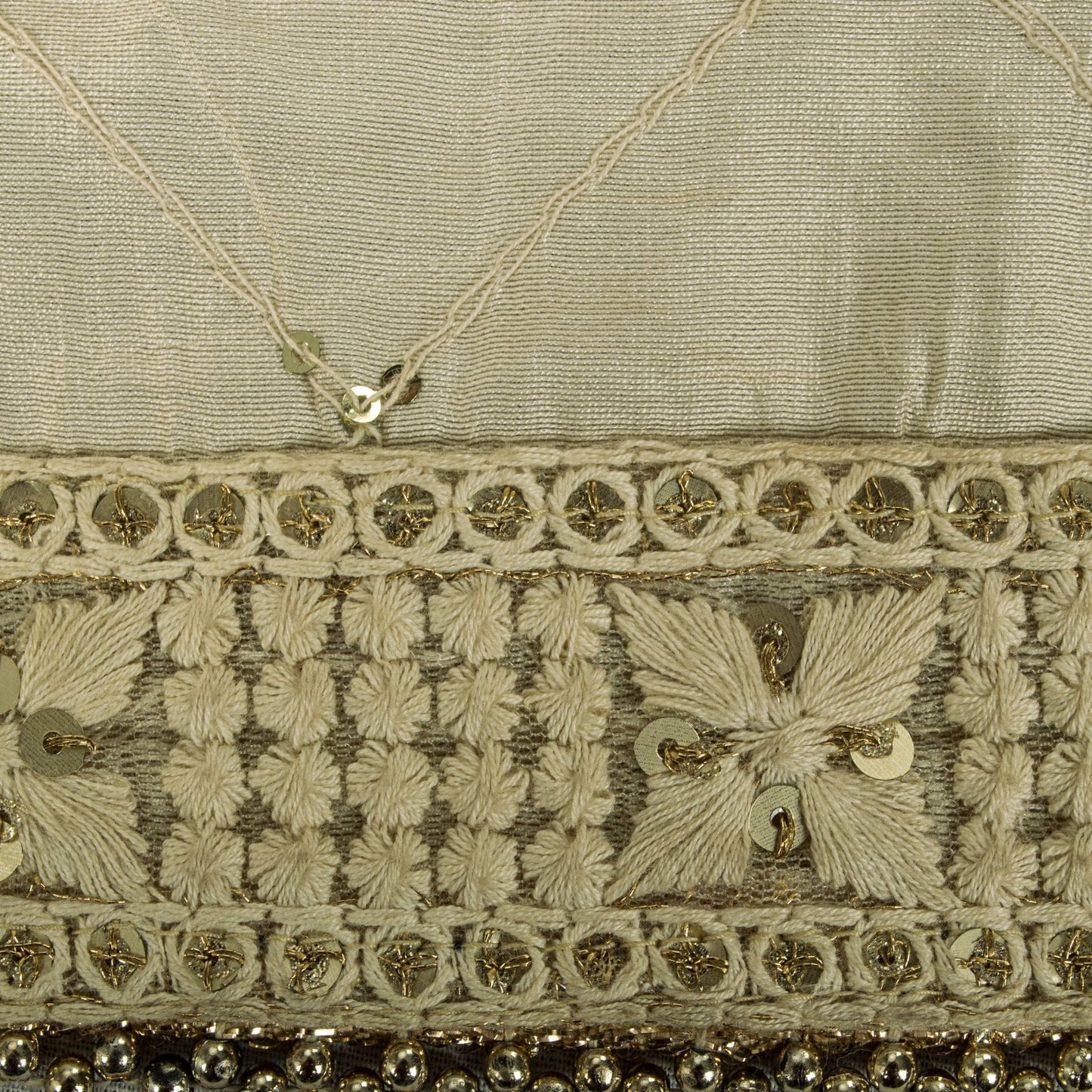 Sanskriti Vintage Cream Blend Cotton Dupatta/Stole Embroidered Traditional Veil