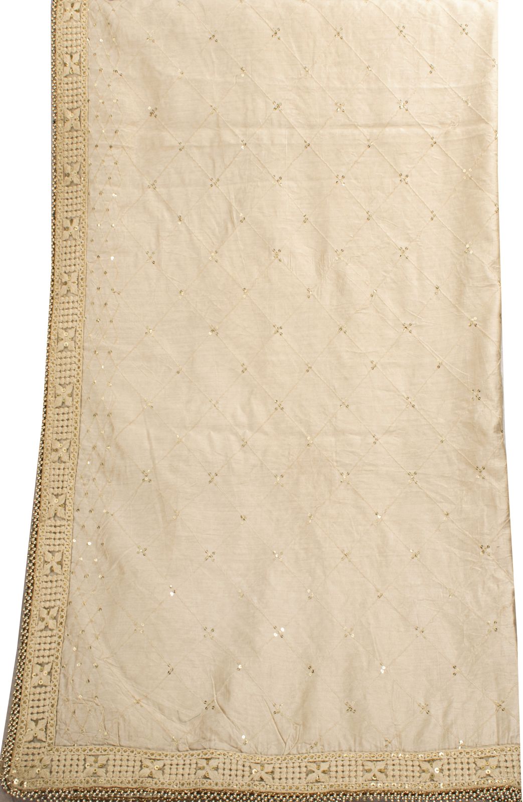 Sanskriti Vintage Cream Blend Cotton Dupatta/Stole Embroidered Traditional Veil